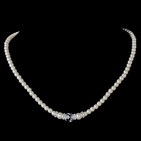 Pearl & Swarovski Crystal Bead Bridal Wedding Necklace 8368