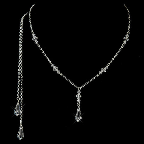 Silver Clear Swarovski Crystal Bridal Wedding Necklace 8428 & Bridal Wedding Earrings 8429 Bridal Wedding Jewelry Set