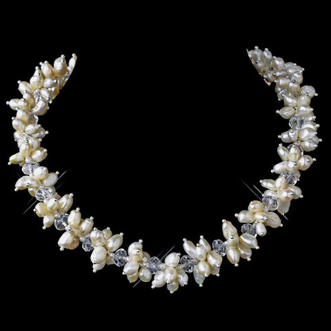 Cream Colored Freshwater Keshi Pearl Bridal Wedding Necklace 8521