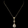 Gold Clear Round & Teardrop CZ Bridal Wedding Necklace 8623