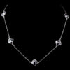 Stunning Silver Clear Faceted Clover Crystal Bridal Wedding Necklace 8624