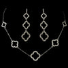 Silver Clear Clover Pendant Bridal Wedding Jewelry Set 8715