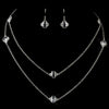 Silver Clear Crystal Bridal Wedding Necklace & Earrings 8727