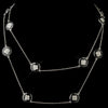 Black Stone with Silver and Crystal Bridal Wedding Necklace 8728