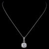 Silver Clear Cushion Cut CZ Crystal Bridal Wedding Necklace 8750