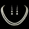 Silver Diamond White Pearl Bridal Wedding Necklace 8760 & Bridal Wedding Earrings 8767 Bridal Wedding Jewelry Set