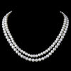 Silver Diamond White Pearl Bridal Wedding Necklace 8760 & Bridal Wedding Earrings 8767 Bridal Wedding Jewelry Set