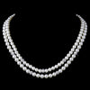 Silver Diamond White Pearl and Pave Ball Bridal Wedding Necklace 8760