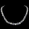 Silver Ivory Pearl and CZ Crystal Bridal Wedding Necklace 8765