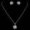 Silver Clear and Black CZ Pendant Bridal Wedding Jewelry Set 8785