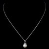 Silver Diamond White Pearl & Clear Rhinestone Dangle Drop Bridal Wedding Jewelry Set 8788