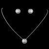 Solid 925 Sterling Silver Clear Rhinestone & White Pearl Bridal Wedding Necklace 8821 & Bridal Wedding Earrings 8821 Bridal Wedding Jewelry Set