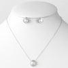 Solid 925 Sterling Silver Clear Rhinestone & White Pearl Bridal Wedding Necklace 8821 & Bridal Wedding Earrings 8821 Bridal Wedding Jewelry Set