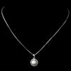 Antique Silver White Pearl & CZ Crystal Bridal Wedding Necklace 8902