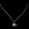 Matching Silver Black Enamel CZ Starfish Pendent & Earrings Bridal Wedding Jewelry Set 8940