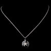 Silver Black Enamel CZ Starfish Bridal Wedding Necklace 8940