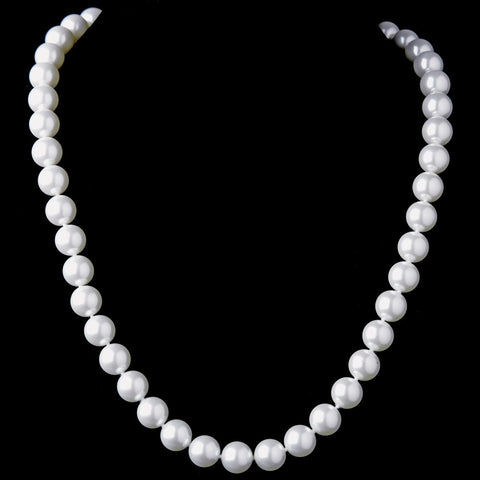 Elegant Silver Diamond White Pearl Bridal Wedding Necklace N 8971
