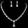 Silver Clear CZ Tear Drop Crystal Bridal Wedding Jewelry Set 8972