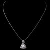 Silver Clear CZ Triangle Crystal Bridal Wedding Necklace 8976