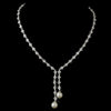 Antique Silver Ivory Pearl & Clear CZ Crystal Double Drop Bridal Wedding Necklace 9017 & Bridal Wedding Earrings 3093 Bridal Wedding Jewelry Set