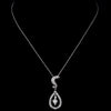 Silver Clear CZ Crystal Bridal Wedding Necklace & Earrings 9254