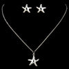 Silver Clear Crystal Starfish Bridal Wedding Jewelry Set 9257
