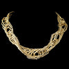 Gold Light Topaz Modern Bridal Wedding Necklace Accented With Crystal Beads 9504