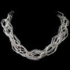Silver Smoke Modern Bridal Wedding Necklace 9504 Accented With Crystal Beads
