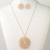 Gold Peach Round Faceted Glass Crystal Bridal Wedding Jewelry Set 9510