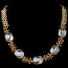 Gold Light Topaz Faceted Chunky Glass Cut Fashion Bridal Wedding Necklace 9517