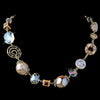Gold Light Topaz Faceted Cut Glass & Stone Bridal Wedding Necklace 9527