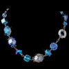 Hematite Blue Faceted Cut Glass & Stone Bridal Wedding Necklace 9528