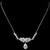 Rhodium Clear Marquise & Pear CZ Cluster Drop Bridal Wedding Necklace