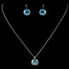 Silver Aqua Round Swarovski Element Crystal Bridal Wedding Jewelry Set 9600