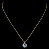 Gold Light Sapphire Round Swarovski Crystal Element On Chain Bridal Wedding Necklace 9600
