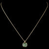 Gold Peridot Round Swarovski Crystal Element On Chain Bridal Wedding Necklace 9600