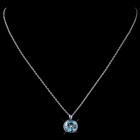 Silver Aqua Round Swarovski Crystal Element On Chain Bridal Wedding Necklace 9600