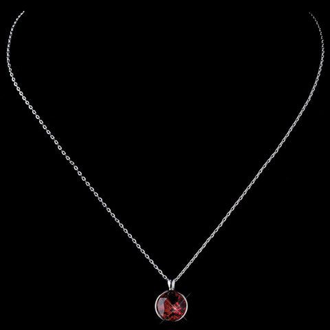 Silver Red Round Swarovski Crystal Element On Chain Bridal Wedding Necklace 9600