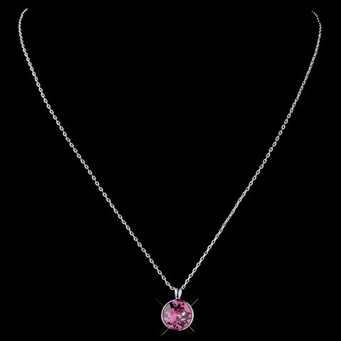 Silver Rose Round Swarovski Crystal Element On Chain Bridal Wedding Necklace 9600