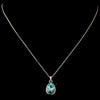 Silver Aqua Swarovski Crystal Element Teardrop Pendant Bridal Wedding Necklace 9602