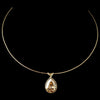 Gold Light Topaz Swarovski Crystal On Wire Teardrop Pendant Bridal Wedding Necklace 9604