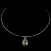 Silver Greige Light Grey Swarovski Crystal On Wire Teardrop Pendant Bridal Wedding Necklace 9604