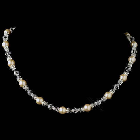 Silver Ivory Pearl & Swarovski Crystal Bridal Wedding Necklace 9711