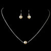 Silver Ivory Pearl Bridal Wedding Jewelry Set 9715