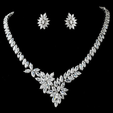 Stunning Cubic Zirconium Bridal Wedding Jewelry Set N 9830 E 7516