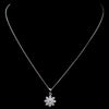 Rhodium CZ Snowflake Pendant Bridal Wedding Necklace 9852