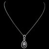 Rhodium CZ Infinity Teardrop Pendant Bridal Wedding Necklace 9855