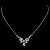 Silver Clear CZ Crystal Floral Necklace & Tear Drop Earrings Bridal Wedding Jewelry Set 9951