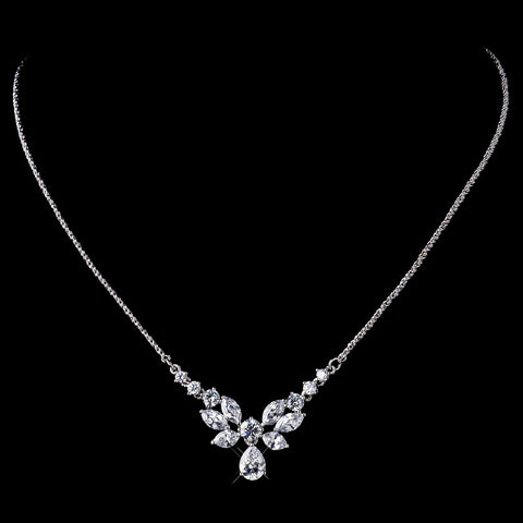 Silver Clear Bridal Wedding Necklace 9951 & Bridal Wedding Earrings 9953