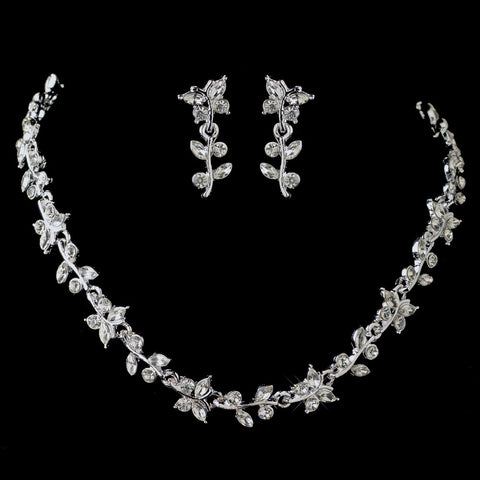 Crystal Butterfly Bridal Wedding Necklace and Earring Set NE 056